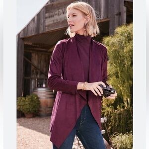 Shape Drape Faux Suede Jacket purple wine size large.